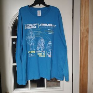 New Disney Star Wars Blue Long Sleeve Shirt Size Men's XXL